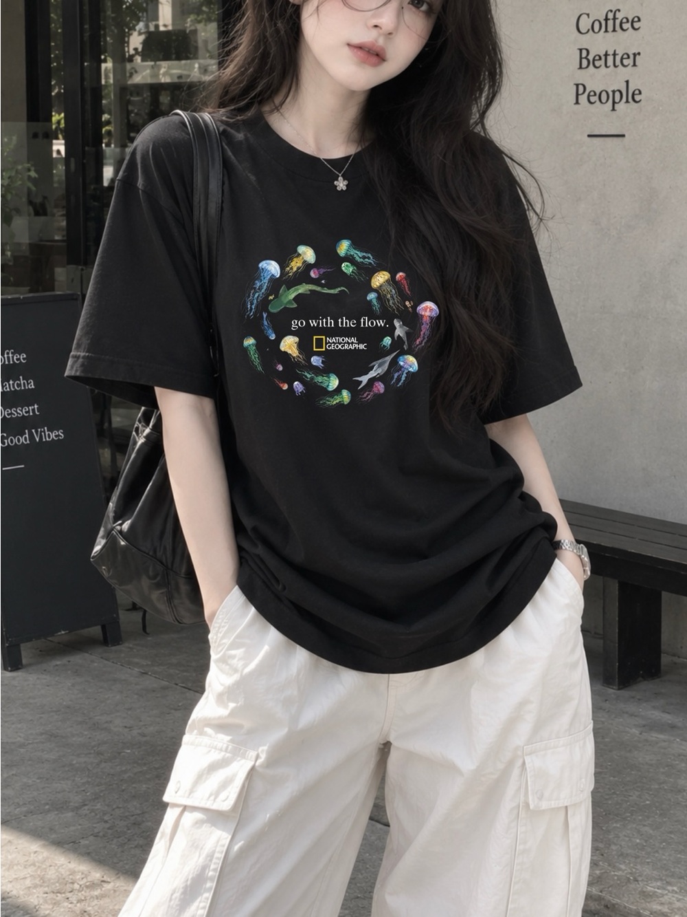National Geographic Jellyfish Go With The Flow Ocean Nature Graphic Tee
